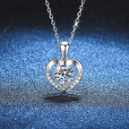 S925 Sterling Silver Love Heart Womens Eternal Heart Moissanite Necklace