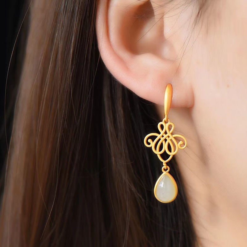 Chinese Knot Water Drop Classic Elegant Earrings For Women