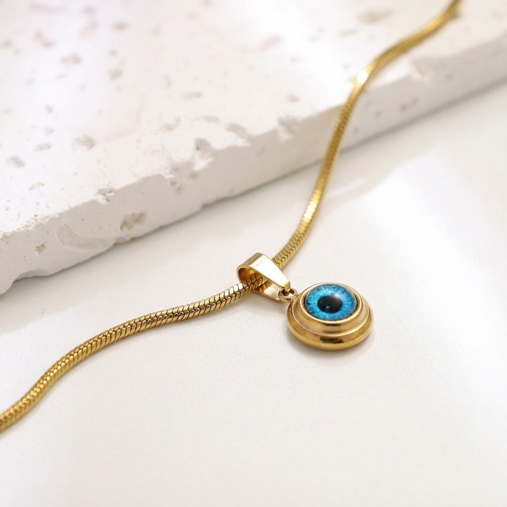 Angels Eye Titanium Steel Gold-Plated Clavicle Chain
