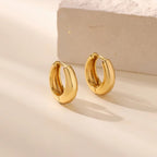 Minimalist Round Wide Smooth Hoop Earrings