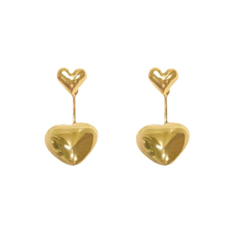 Premium Gold Heart Stud Earrings With S925 Silver Posts