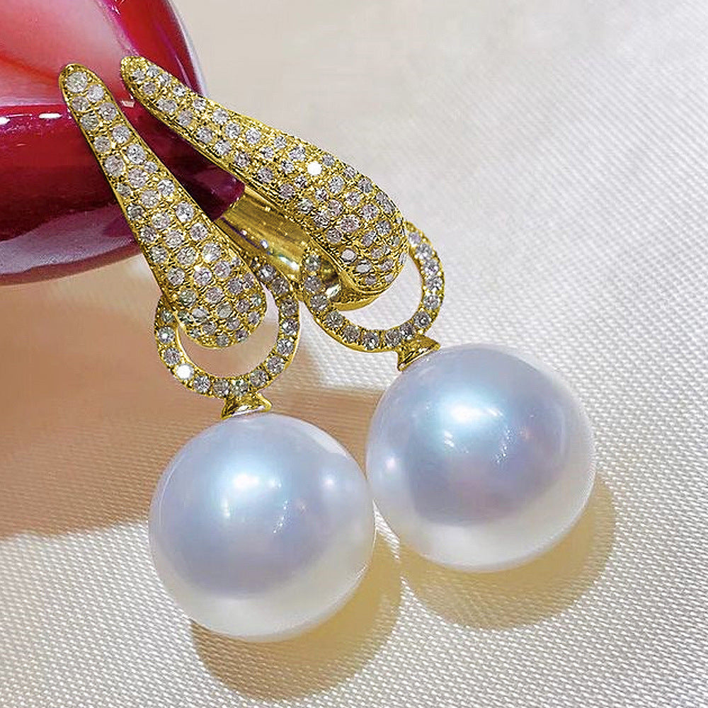 Double-wear Faux Pearl Zircon Earrings