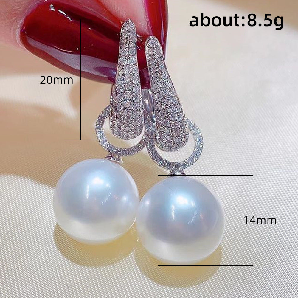Double-wear Faux Pearl Zircon Earrings