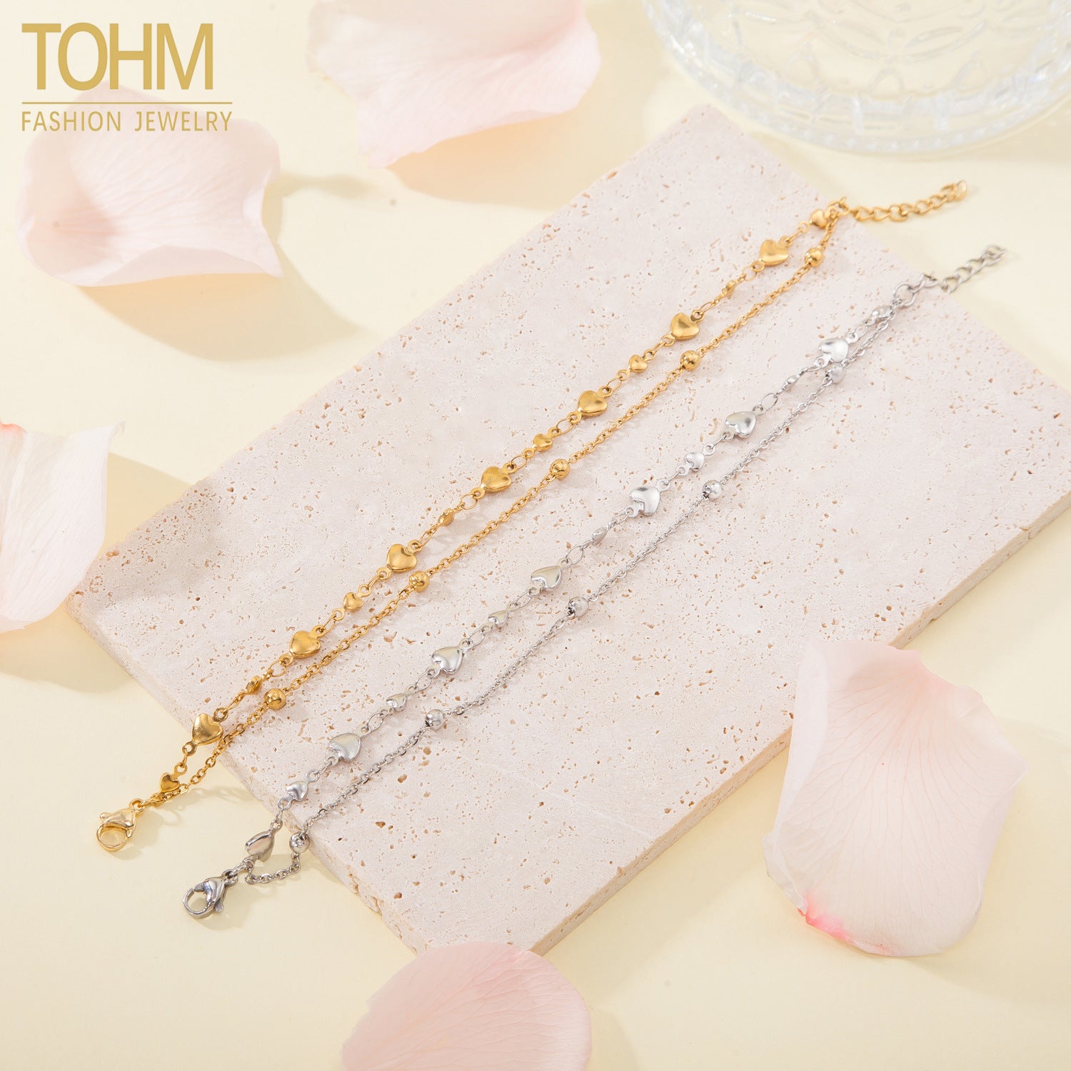 18K Gold-Plated Stainless Steel Heart Bracelet For Women