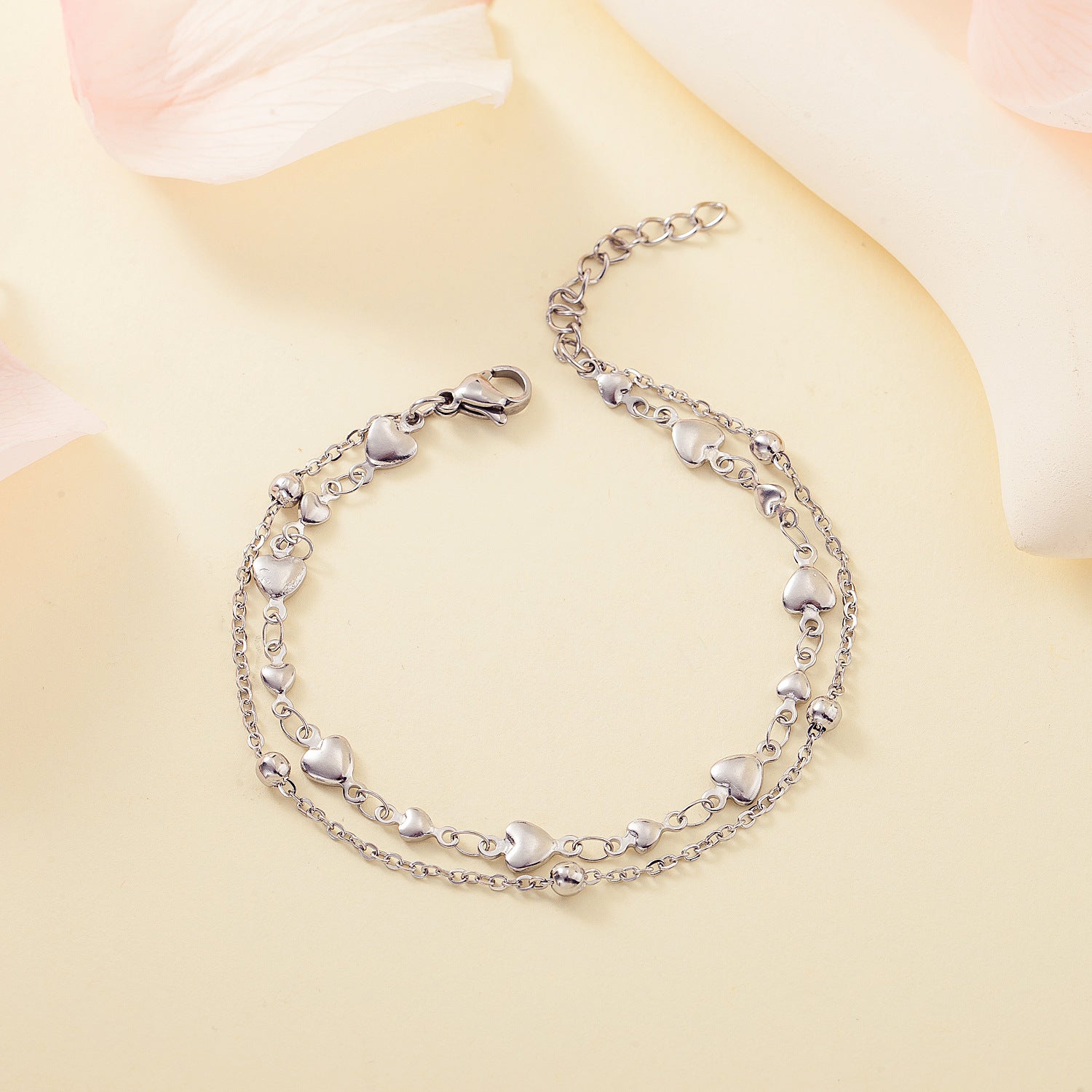 18K Gold-Plated Stainless Steel Heart Bracelet For Women