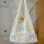 Knitted Retro Hollow Hand-Knitted Blue Turtle Knit Bag