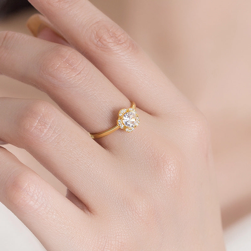Retro Minimalist White Zircon Micro-pave Ring For The Index Finger