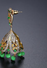 Green Wind Chime Tassel Earrings