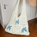 Knitted Retro Hollow Hand-Knitted Blue Turtle Knit Bag