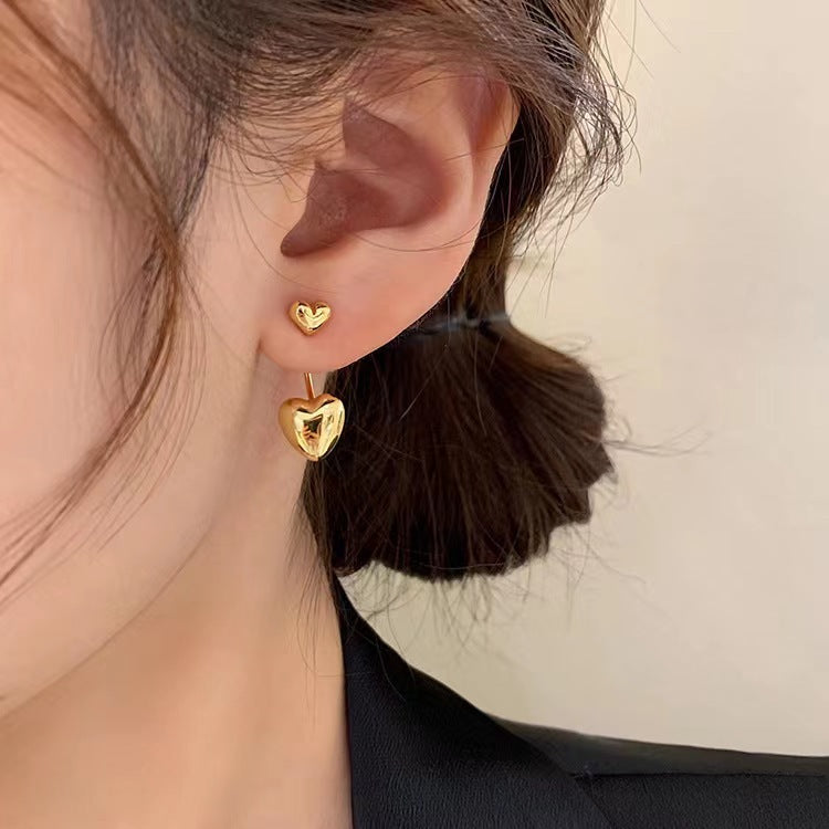 Premium Gold Heart Stud Earrings With S925 Silver Posts