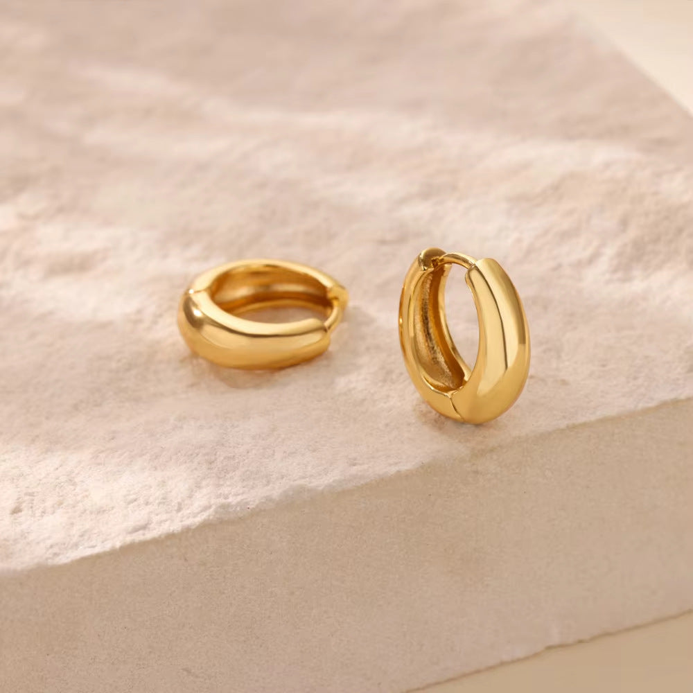 Minimalist Round Wide Smooth Hoop Earrings