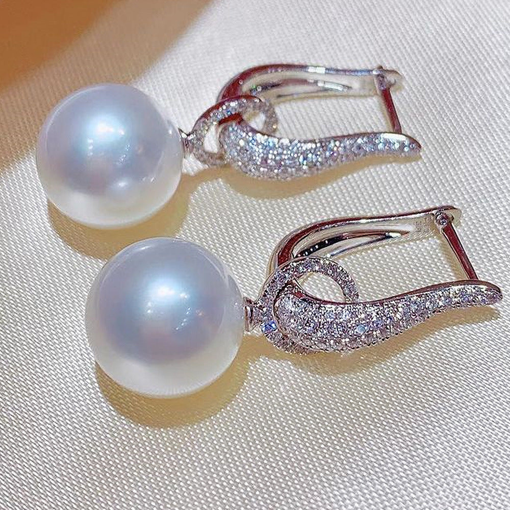 Double-wear Faux Pearl Zircon Earrings