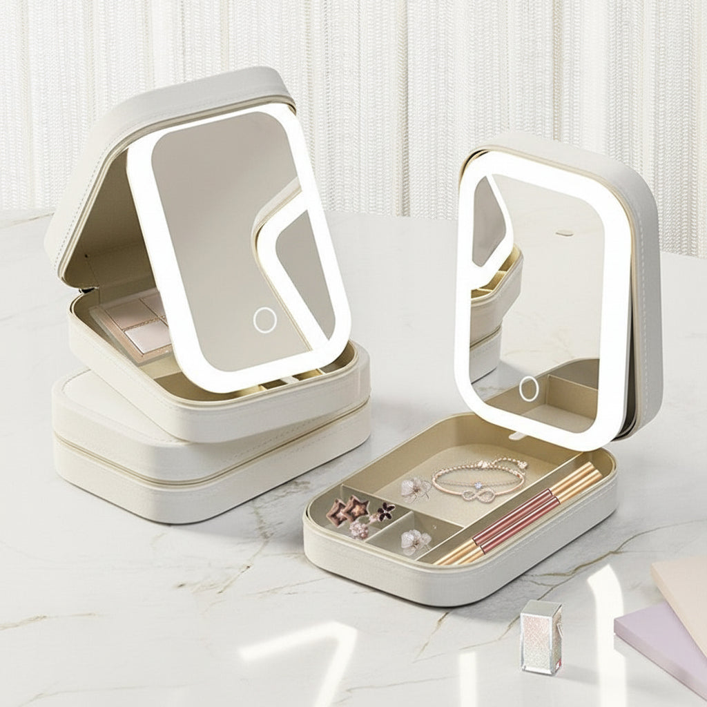 Portable LED Mirror Makeup Case