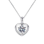 S925 Sterling Silver Love Heart Womens Eternal Heart Moissanite Necklace