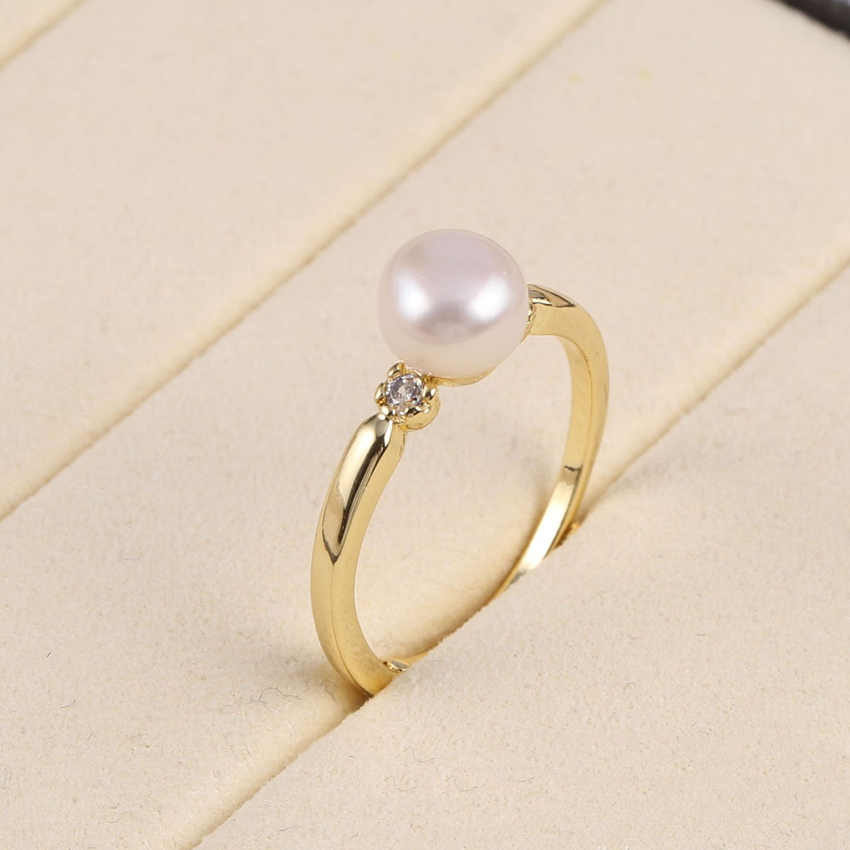 Natural Freshwater Pearl Ring With Adjustable Size