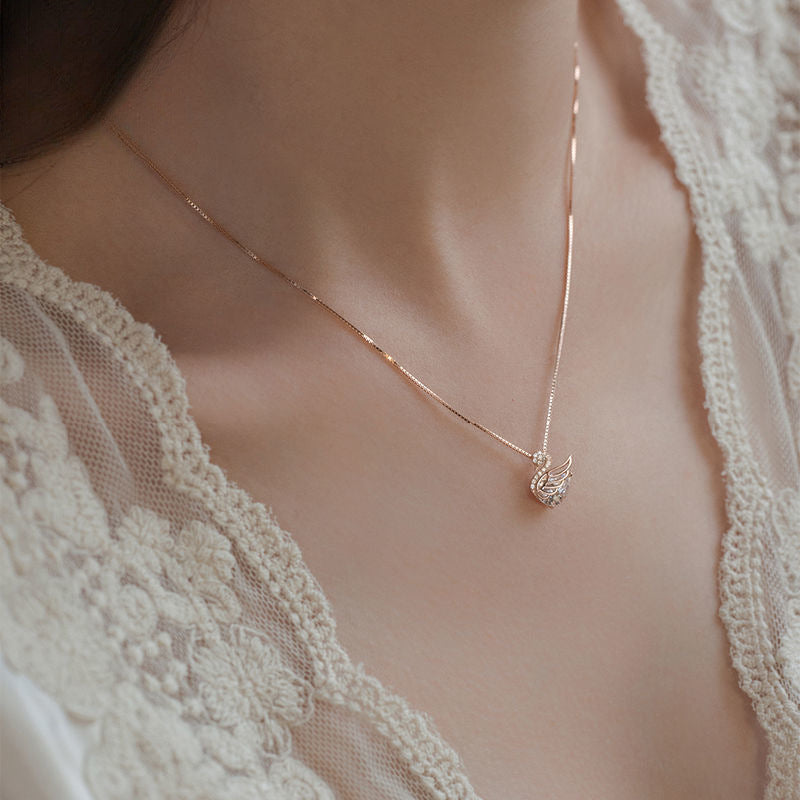 Pure Silver Swan Girl Light Luxury Niche Design Necklace