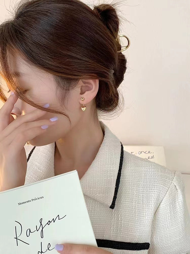 Premium Gold Heart Stud Earrings With S925 Silver Posts