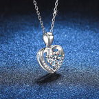 S925 Sterling Silver Love Heart Womens Eternal Heart Moissanite Necklace