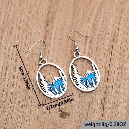 Blue Glacier Retro Oval Earrings