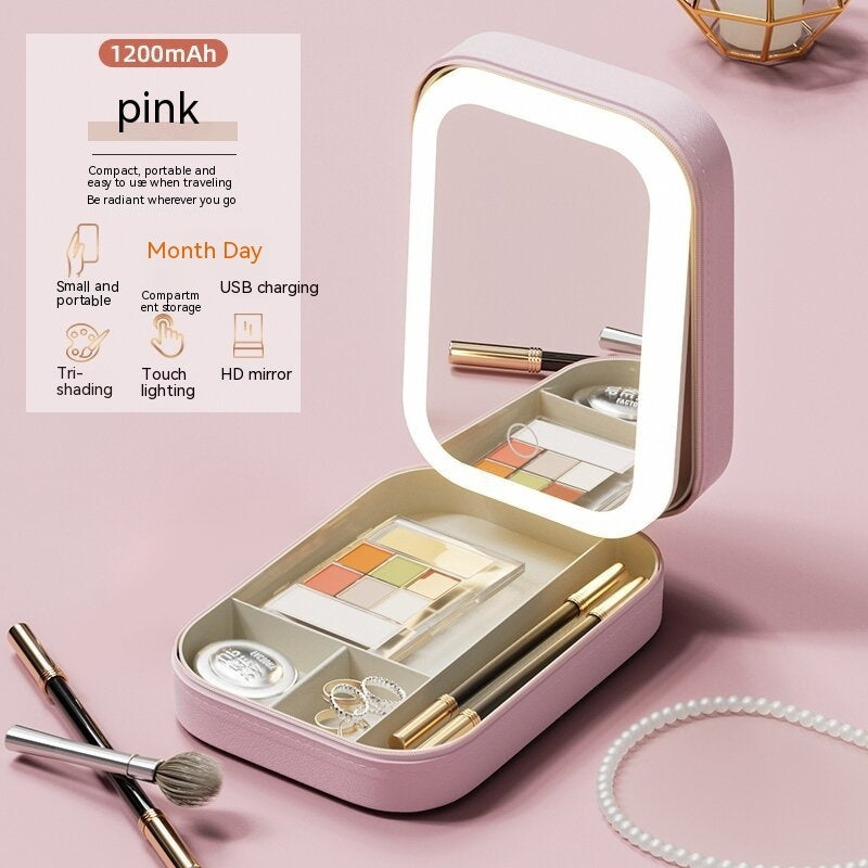 Portable LED Mirror Makeup Case